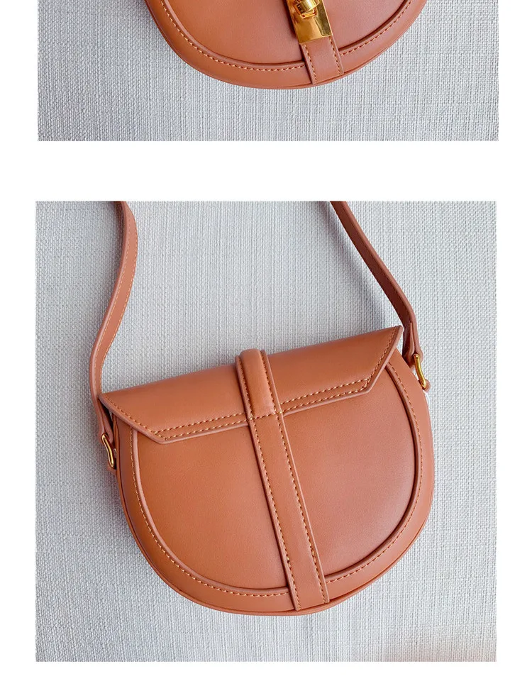 New Saddle bags Top Layer Calfskin Flip Collar Bag Retro Small Trumpet Single Shoulder Oblique Satchel