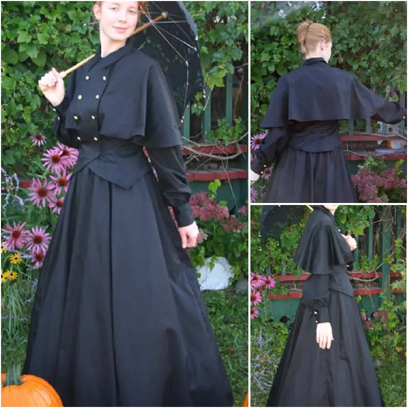 

History!Customer-made Black Victorian dress 1860s Civil war Dress Scarlett Theater Costume Halloween Renaissance Dress V-481
