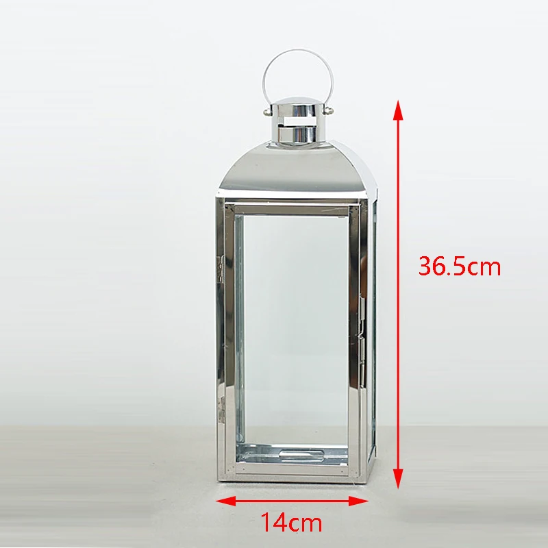 L Stainless steel Nordic Lantern Candle Holder Rose Gold Stainless steel Candlestick Glass wind lamp candle holder Home Party Decoration Gift - Цвет: L Stainless steel