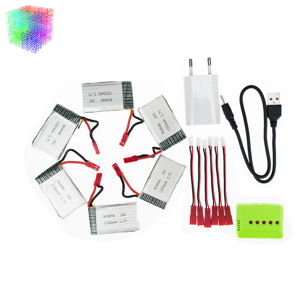 JJRC H11C lipo 3 7 v 1000 mah литий ионная аккумуляторная батарея аккумуляторы JST 6 шт. и