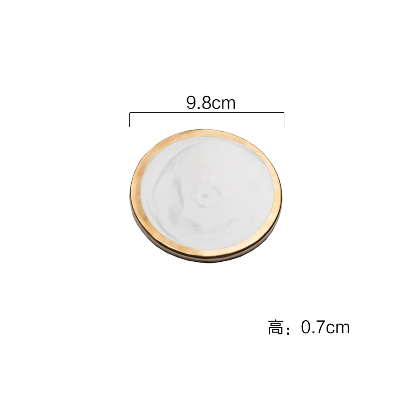 Glod Rim Round Gray Мраморный керамический подстаканник подстилка коврики колодки для чашки вина напиток кофе круглый квадратный Глод серый розовый Забавный украшение стола - Цвет: Glod Rim Round Gray