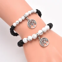 2019 8mm natural stone volcanic white pine life tree pendant bracelet gift for women fashion bracelets beautiful beads