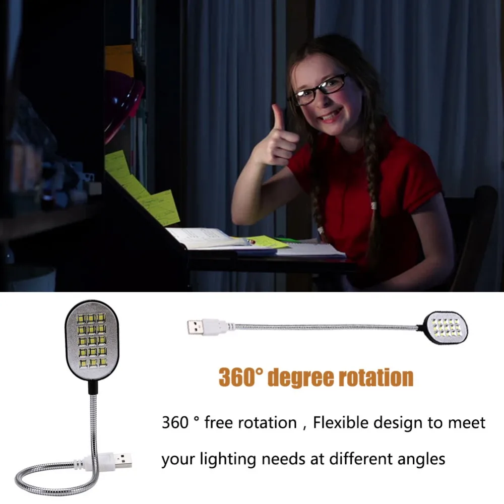 31,4 см ультра яркая Гибкая мини 15 LED компьютерная USB лампа для ПК ноутбука удобная для чтения