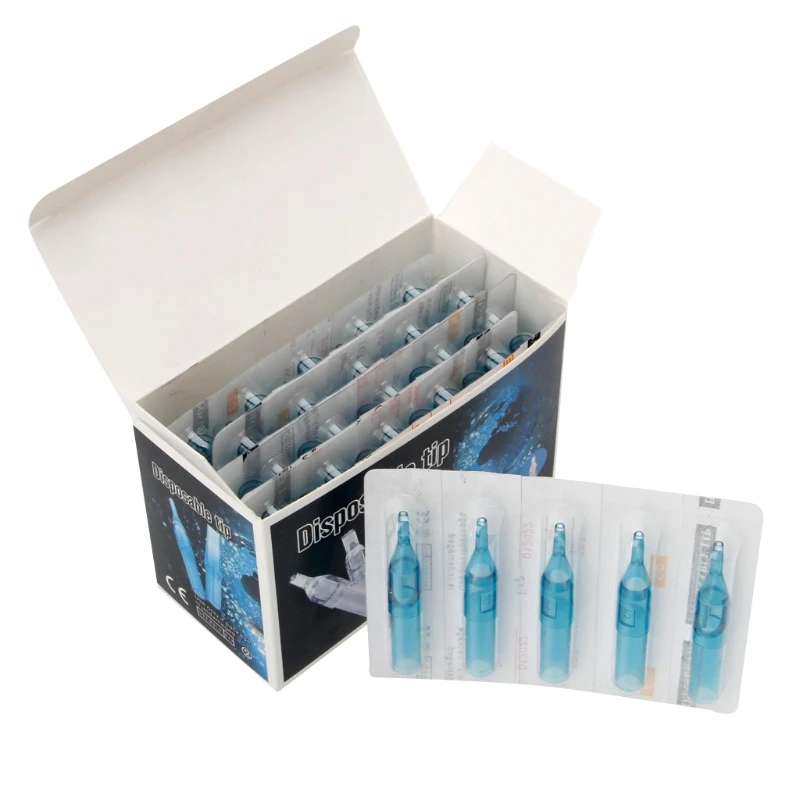 

50Pcs Lot Pro Sterile Disposable Tattoo Nozzle Tips Needle Tube Pick RT FT Blue New