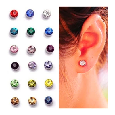 9 видов цветов магнитные клипсы серьги для мужчин и женщин 4 мм 5 Кристальные