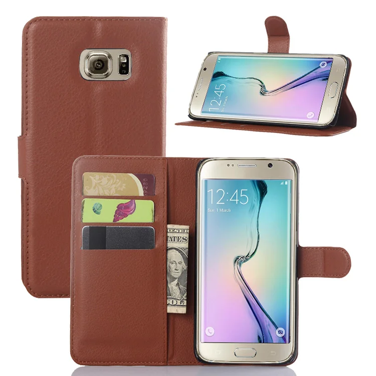 Кожаный чехол бумажник с откидной крышкой для Samsung Galaxy S6 Edge Plus G9280 чехлы
