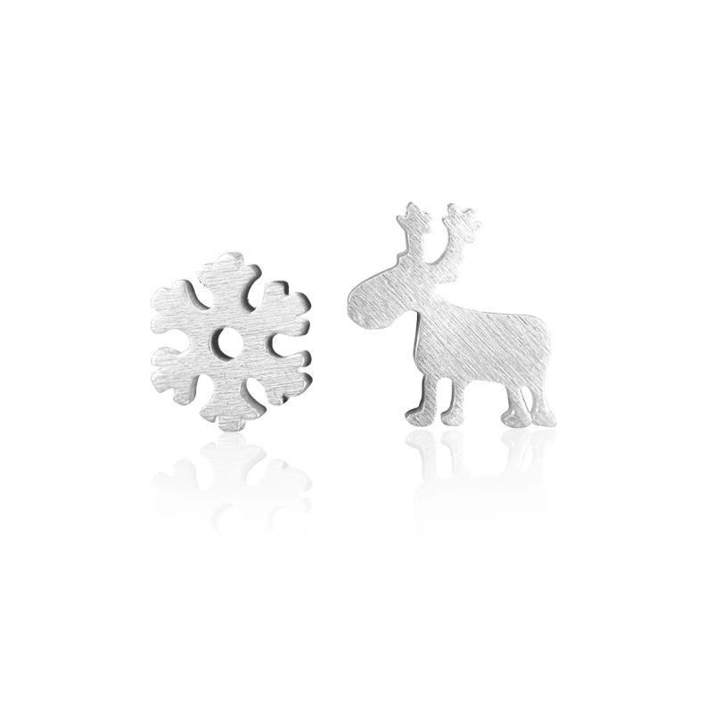 

New Arrivals 925 Sterling Silver Snowflakes And Deer Stud Earrings For Women Female Charms Romantic Anniversary Gift For Lady