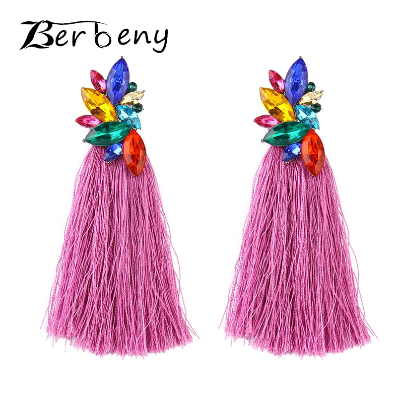 Модные брендовые этнические длинные серьги с кисточками женские 2018 Boho красочные