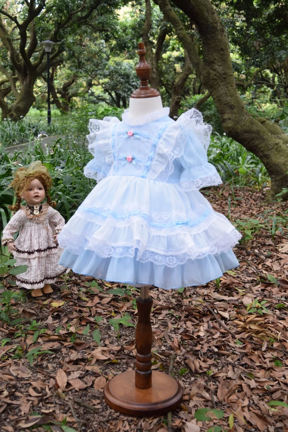 Girl Summer Vintage Spanish Flower Lace Dress PomPom Party Birthday Photography Dress- bule pink yellow | Детская одежда и обувь