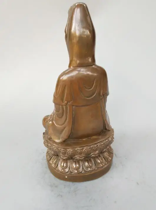 Chinese pure brass Sit lotus Guanyin Buddha statue 22cm | Дом и сад