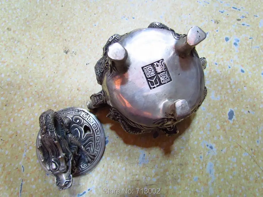 Винтаж из тибетского серебра и Курильница принтом дракон Форма Редкие thurible | Дом