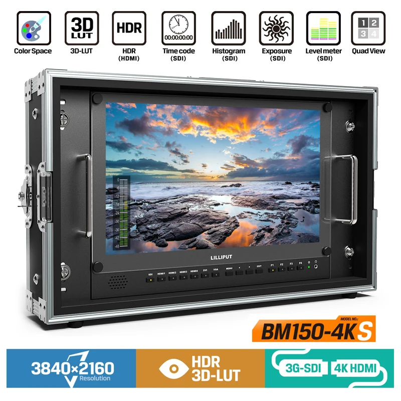 Lilliput BM150-4KS вещания 15," HDR 3D-LUT цветовое пространство Carry-on 4K монитор 3840x2160 SDI HDMI Tally VGA