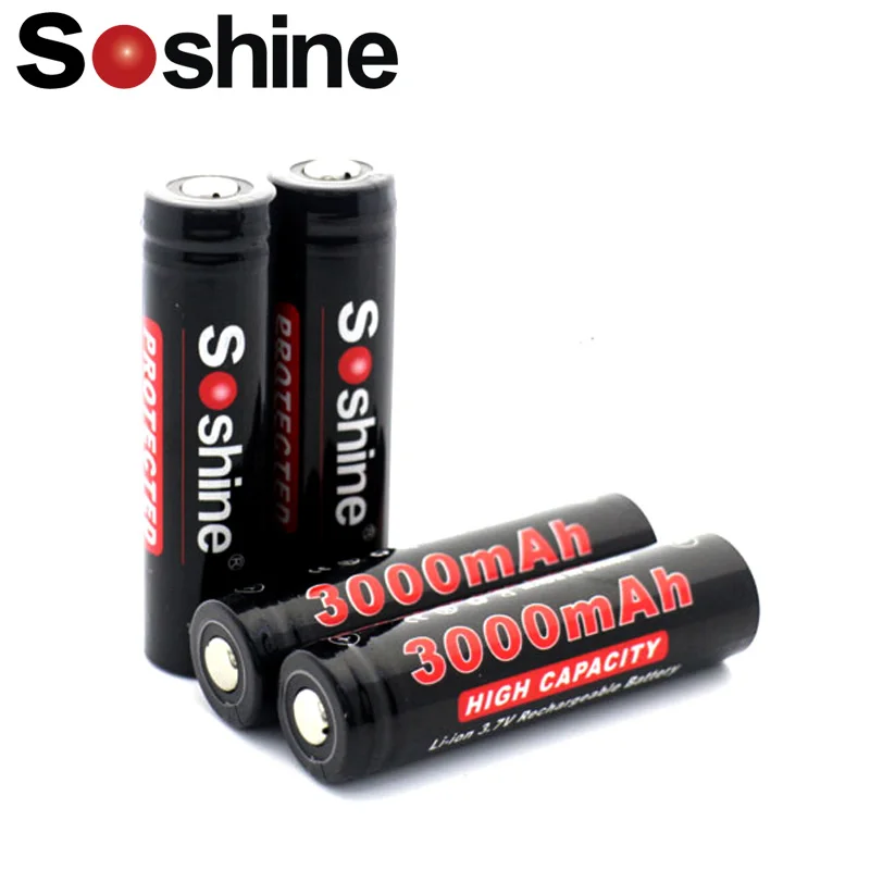 

4pcs/lot Soshine 18650 lithium battery 3.7v 3000mAh Li-ion Battery PCB Protected Rechargeable Battery with Battery box