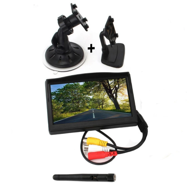 

Podofo Wireless 5'' Car TFT Color Rear View Monitor Digital Screen Display with 2 Video Inputs In-Dash Display for Backup Camera