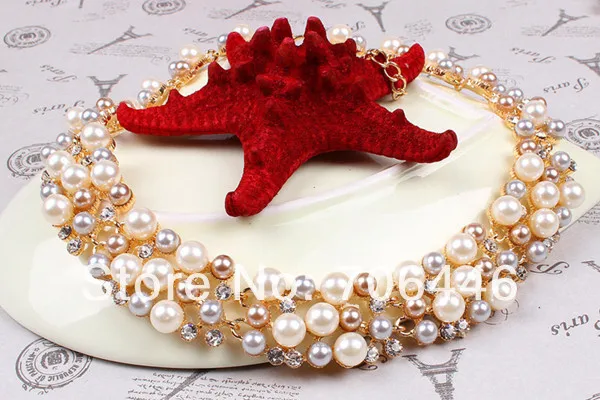 Золото Тон Роскошные Великолепные Свадебные Ювелирные наборы триколор