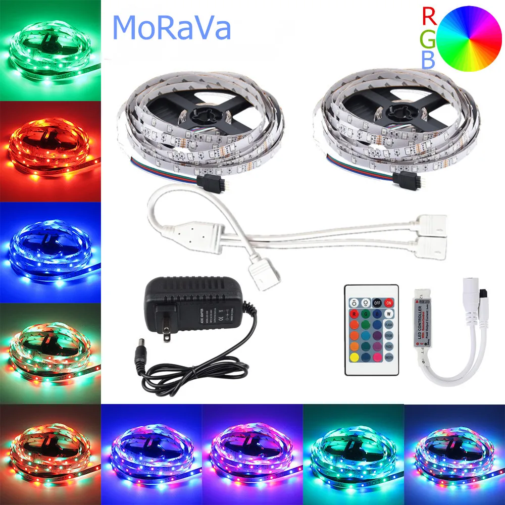 5 м 10 м 15 м Светодиодная лента 12 в 60 светодиодный s/m RGB световой шнур SMD 2835 гибкая светодиодная лампа многоцветный светодиодный шнур+ светодиодный контроллер+ адаптер