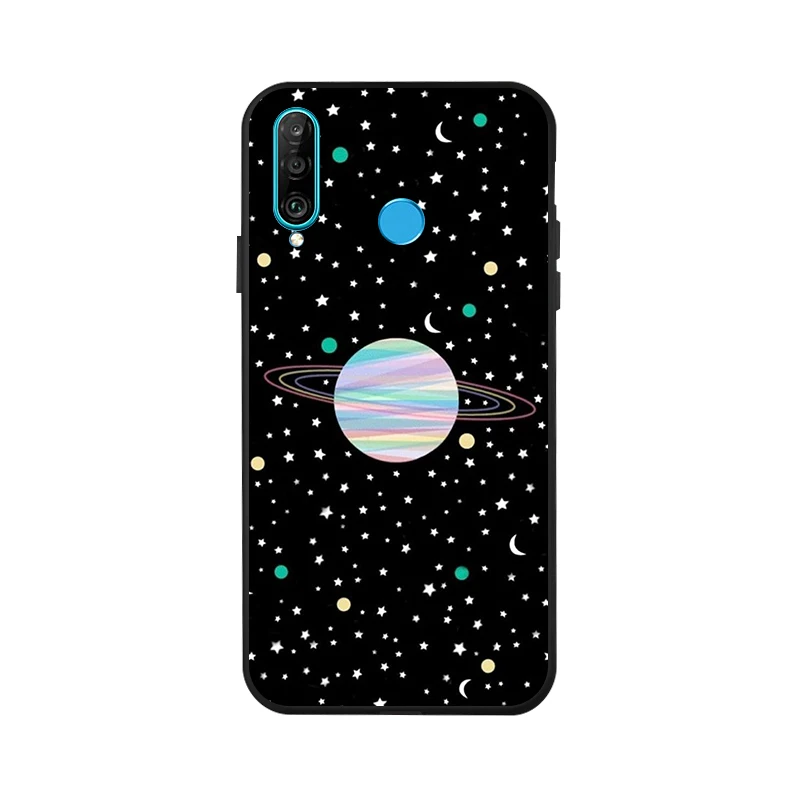 X043 3D DIY Окрашенный черный чехол для huawei P30 Pro P8 Lite Nova 3i 3 4 чехол s Space Moon чехол для телефона huawei mate 10 20X Lite - Цвет: X043