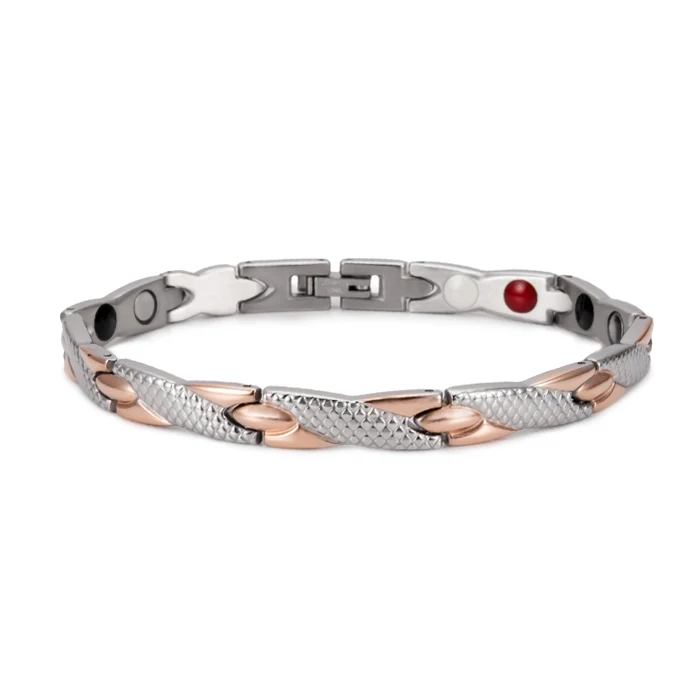 rose gold color Vinterly, Энергетический Браслет для здоровья, мужской, крест, нержавеющая сталь, магнитный браслет, мужской, золотой цвет, цепочка, звено, браслет для мужчин, ювелирное изделие - Окраска металла: rose gold color
