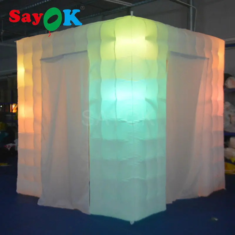Недорогой цветной квадратный Свадебный светодиодный надувной фотостенд 8 футов
