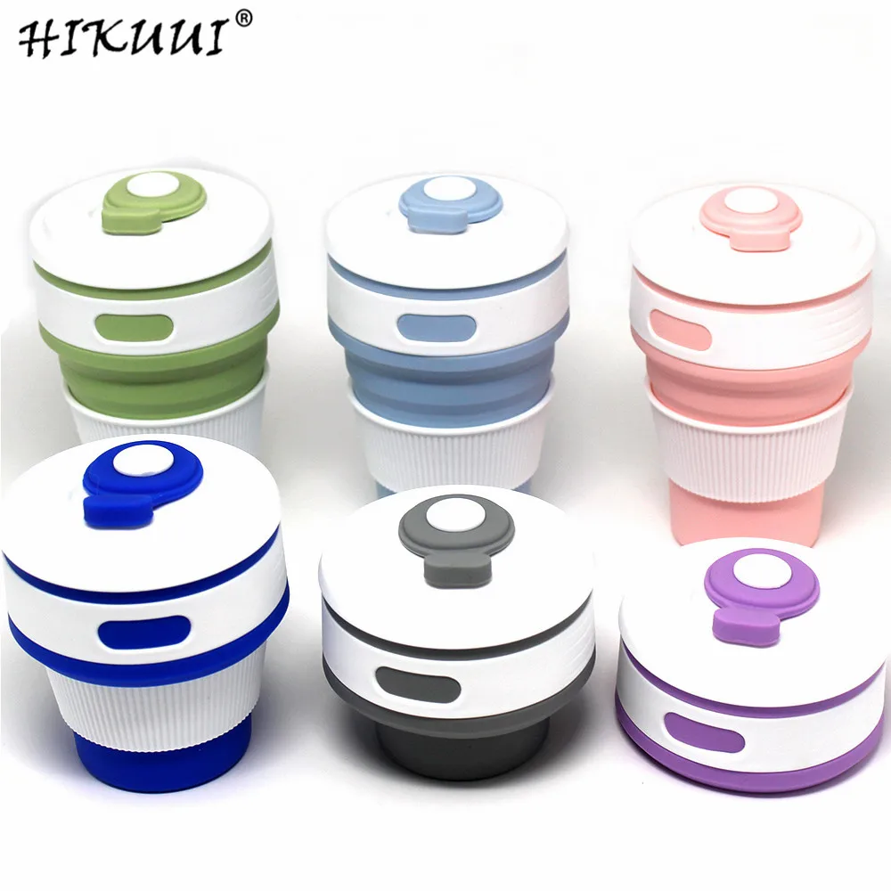 1 шт. портативные одноцветные силиконовые чашки для воды складные горла