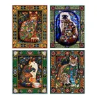 Алмазная живопись сделай сам, 5D Алмазная мозаика, полная круглая Алмазная вышивка крестиком, алмазная вышивка, кошка, декоративная живопись