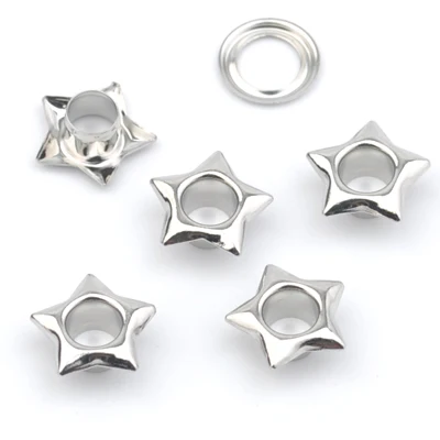 silver nickle color 60 компл./лот 5 мм Металлические медные кольца с шайбой в форме сердца, металлическая люверса люверсы серебро/черный JY-014 - Цвет: silver nickle color
