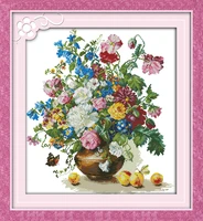 flower and peach cotton canvas cross stitch kits art crafts accurate printed embroidery diy handmade needle work home decor