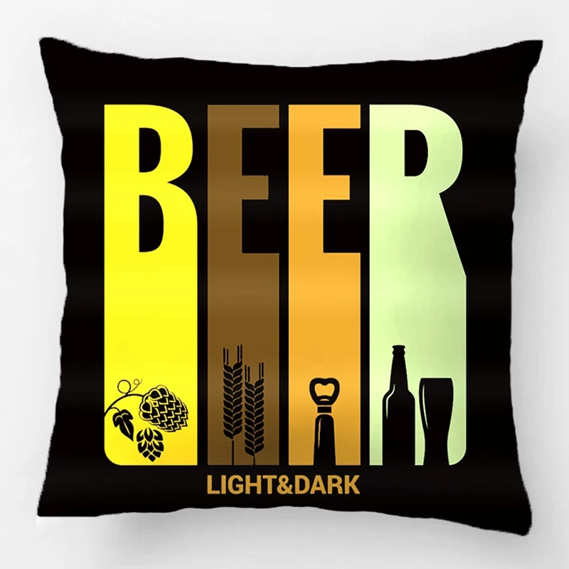 Декоративная подушка в ретро стиле виде пива света и темных цветов на свадьбу
