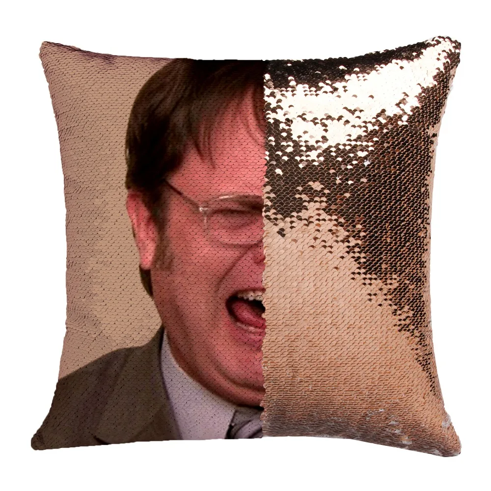 Dwight Schrute смеющаяся Подушка с блестками | Наволочка Двухцветная подушка Подарок