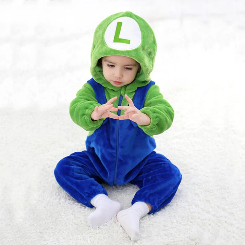 Одежда для малышей очень красный супер Марио и Луиджи Kigurumi Пижама Комбинезоны
