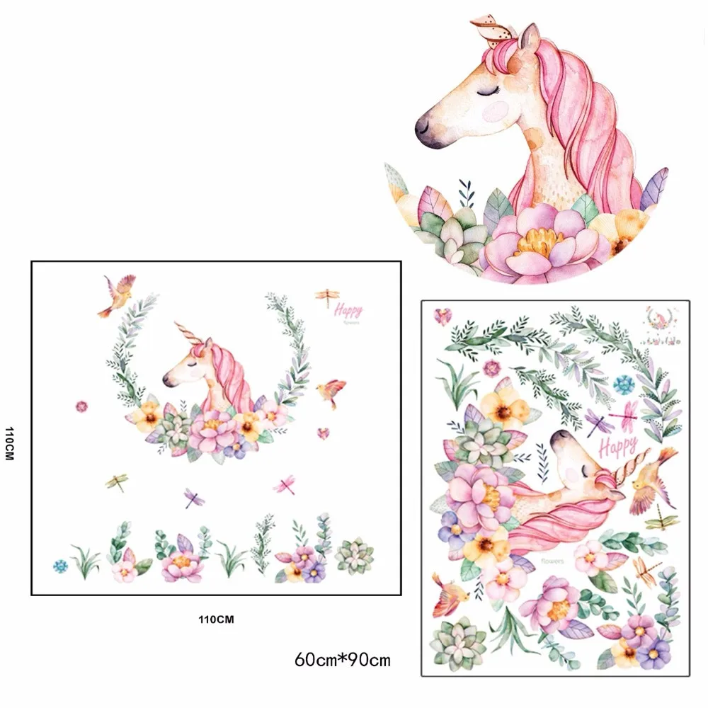 Романтические наклейки на стену в виде единорога для гостиной украшение дома фон