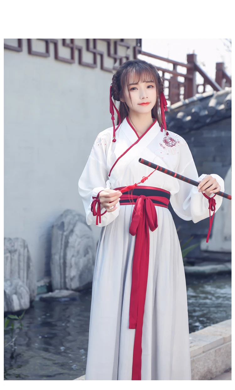 Традиционные народные классическая Вышивка Hanfu Для женщин древний танец костюм династии Тан сказочной принцессы Одежда для танцев DL3761
