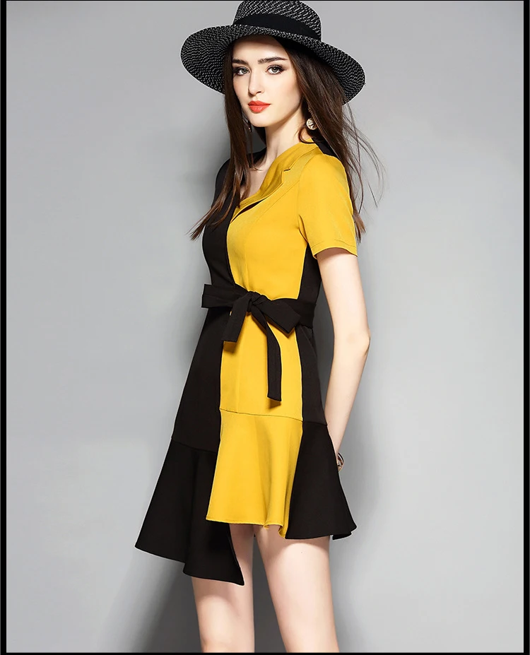 Европейские и американские модные женские классические подбора цвета платье