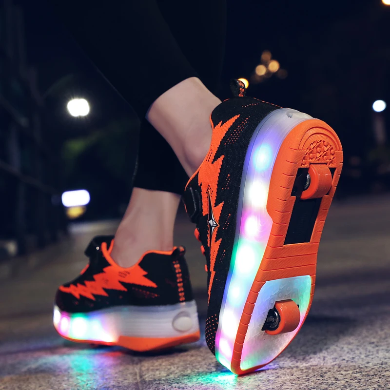 Heelys usb зарядка светодиодный светильник кроссовки два колеса мальчики девочки роликовые коньки повседневная обувь с роликом детские спортивные ботинки для девушек