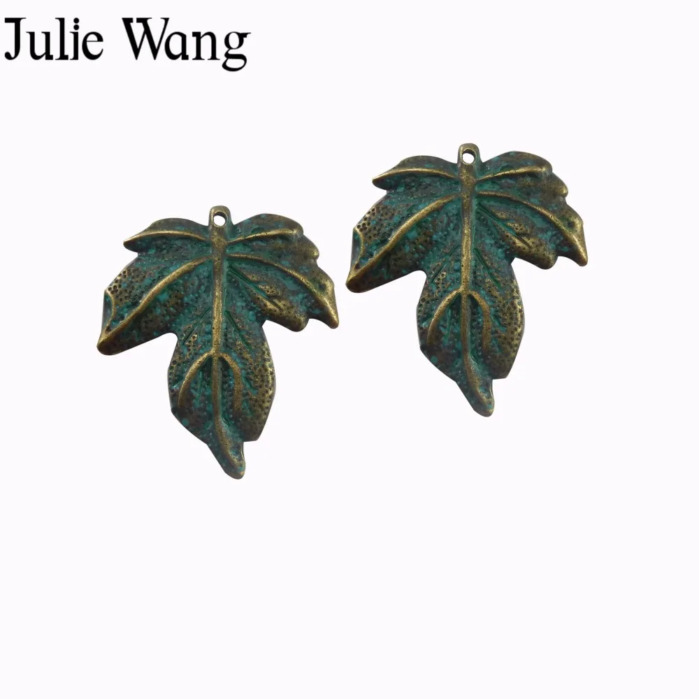 Julie Wang 5 шт. сплав античная зеленая бронза большие листья очаровательные ожерелья