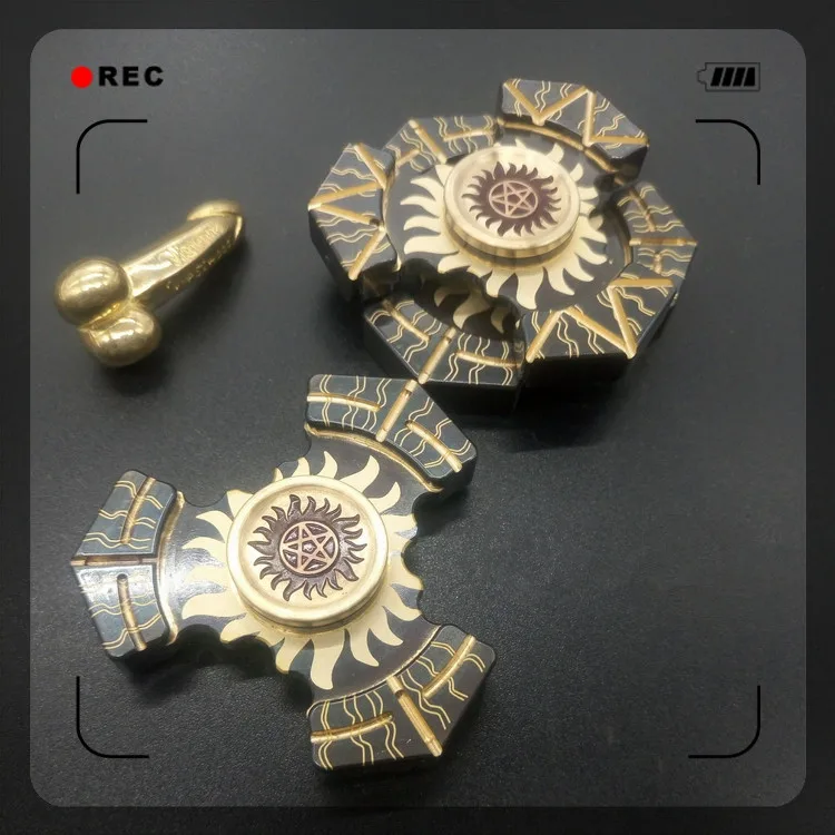 Солнце красное пламя ручной Спиннер латунный Металл EDC три-фиджет пальчиковые