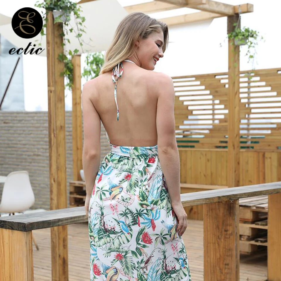 Цветочное платье Kleider Damen Vetement Femme Ete 2018 Sukienka Kawaii с открытой спиной Женское Платье