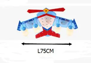 L75CM Светодиодный светильник с 4 головками, мультяшный самолет, Детская лампа, стеклянные деревянные потолочные светильники, светильник для детской комнаты, спальни, яркий светильник со звездой для мальчиков и девочек - Цвет корпуса: L75CM