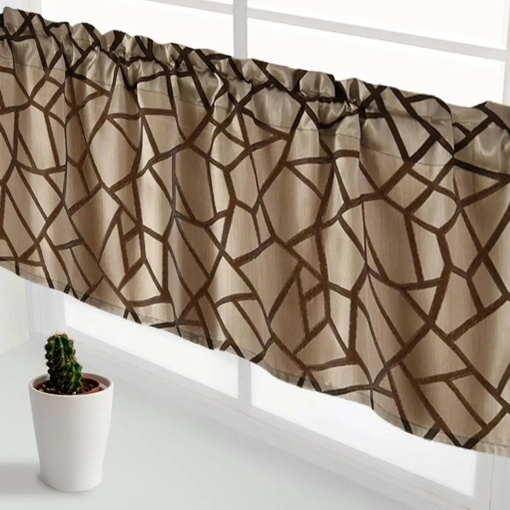 LOZUJOJU 1 piece Rod Pocket Short Curtains Semi Shade Valance Drops Geometric Rustic Elegant Home Decor Thread All Match | Дом и сад