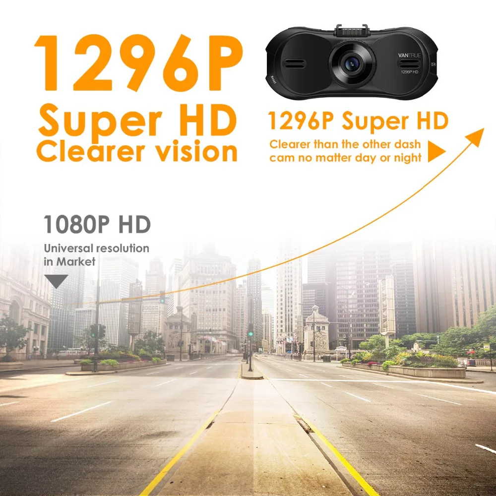 Vantrue R3 Dash camera Super HD 2 K 1296 P 1 5 дюймов lcd автомобильный видеорегистратор видео