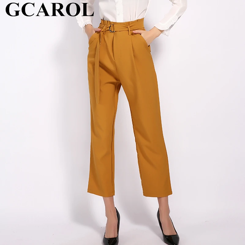 GCAROL новые женские OL Harm брюки с поясом высокой талией 2 кармана брюки карго Осень Весна Элегантные уличные брюки