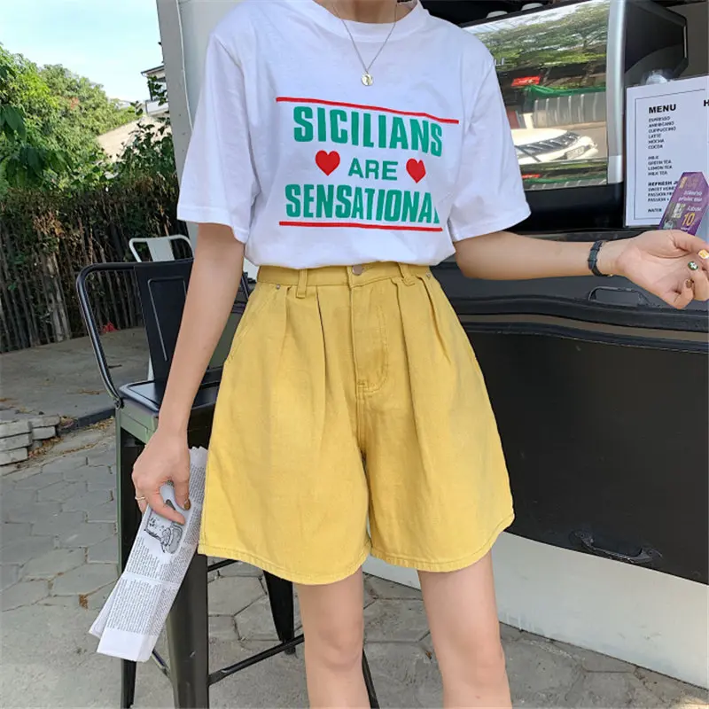 HziriP женские шорты с высокой талией мода 2019 стильная горячая свободная уличная