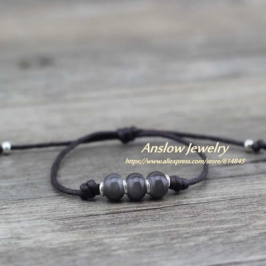 grey Anslow Горячая сладкий корейский ручной работы DIY Шарм Bijoux кожаный браслет для женщин браслеты дружбы подарок на день матери LOW0493LB - Окраска металла: grey
