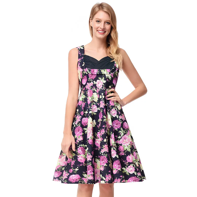 Женское винтажное элегантное большого размера длина до Колен Платья с цветочным