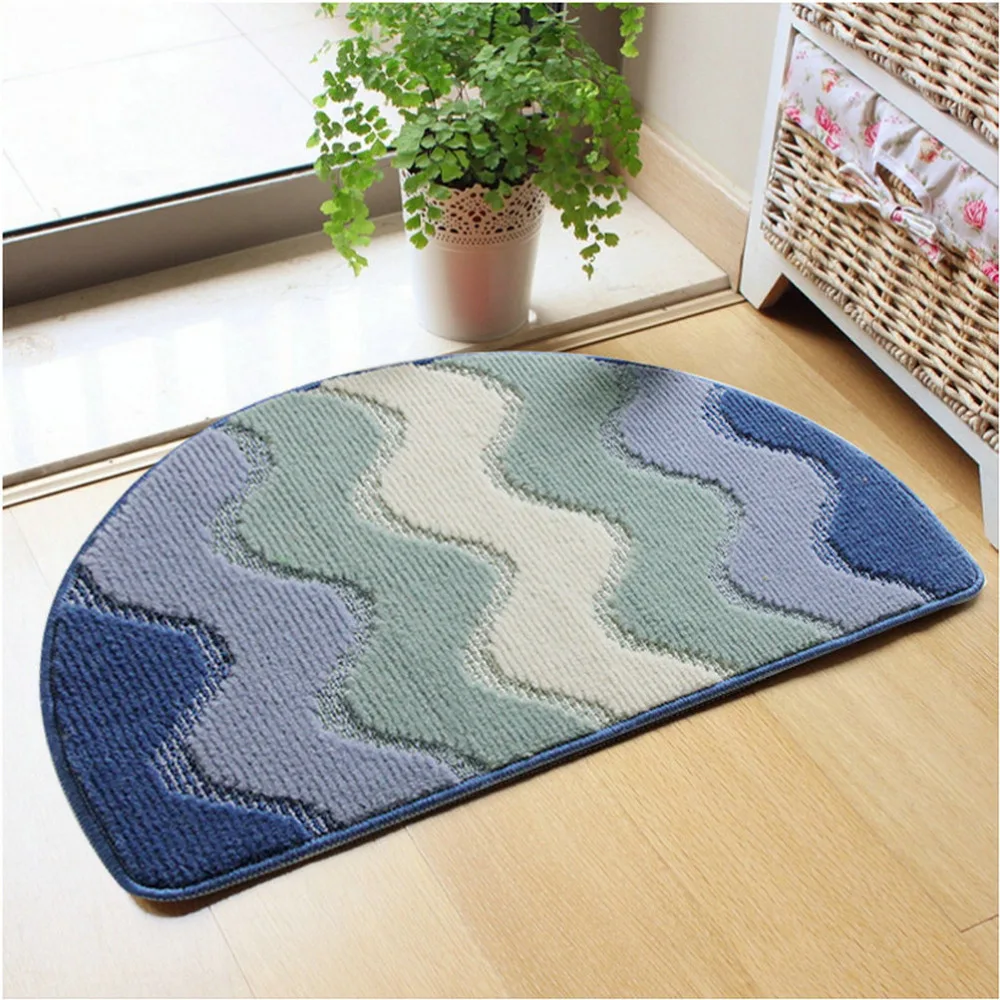 NiceRug прочные полукруглые Нескользящие водопоглощающие синие полосатые