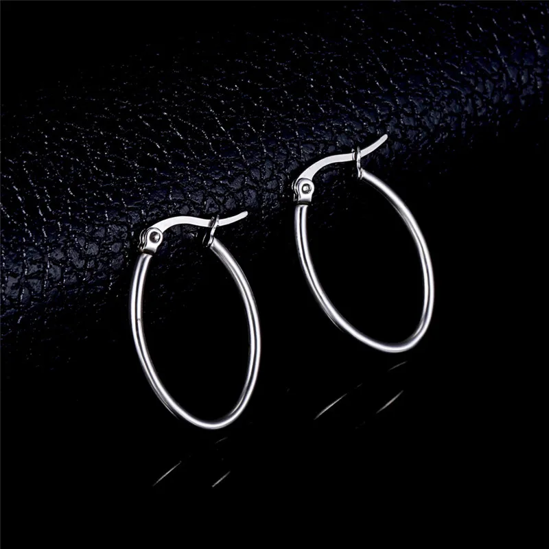 Серьги кольца из нержавеющей стали для девочек простой золотой/серебристый цвет