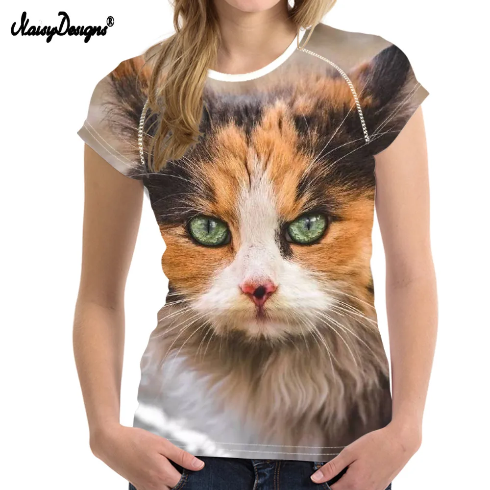 Оптовая продажа женских футболок с 3D принтом Сибирского кота футболка для