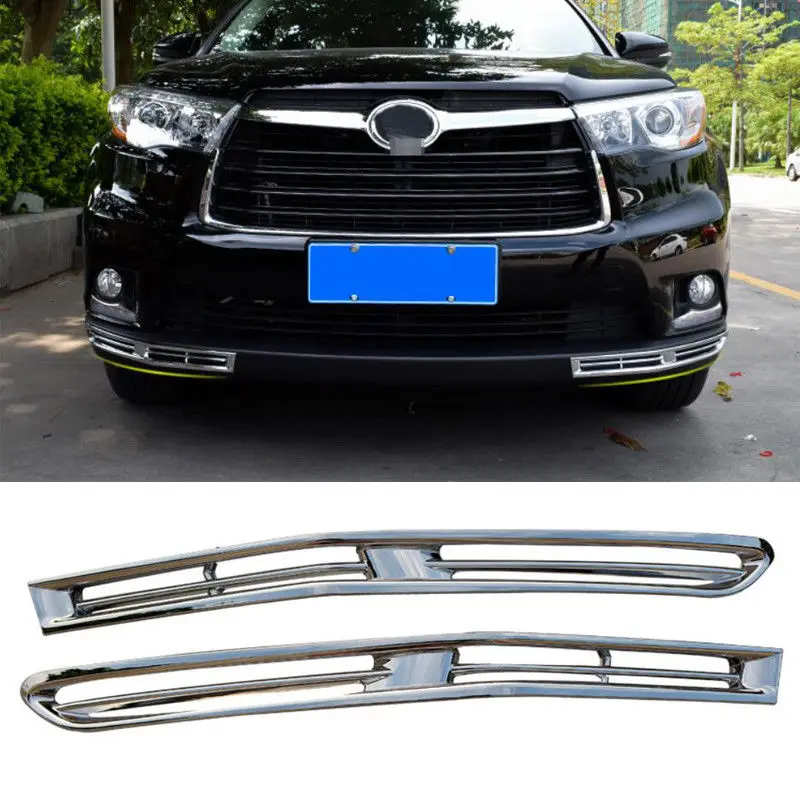 Хромированный передний бампер противотуманная фара Накладка для Toyota Highlander 2014