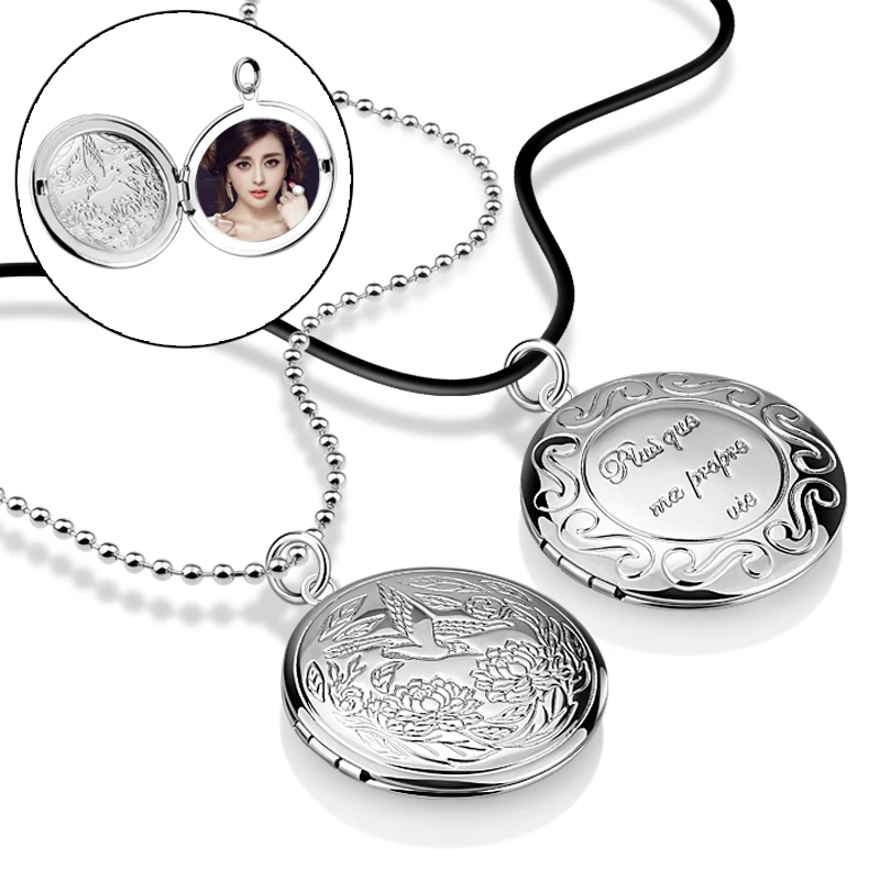 

Подарок ко Дню Святого Валентина, фоторамки с животными, можно открыть, медальон, ожерелье с круглой подвеской, Серебряное украшение для жен...