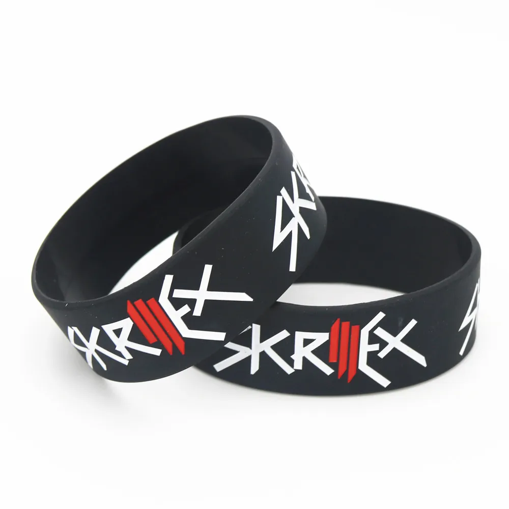 1 шт. SKRILLEX силиконовый браслет широкий черный резиновый браслет и браслеты музыка певица гитара вентиляторы подарки для взрослых на заказ принимаются SH132